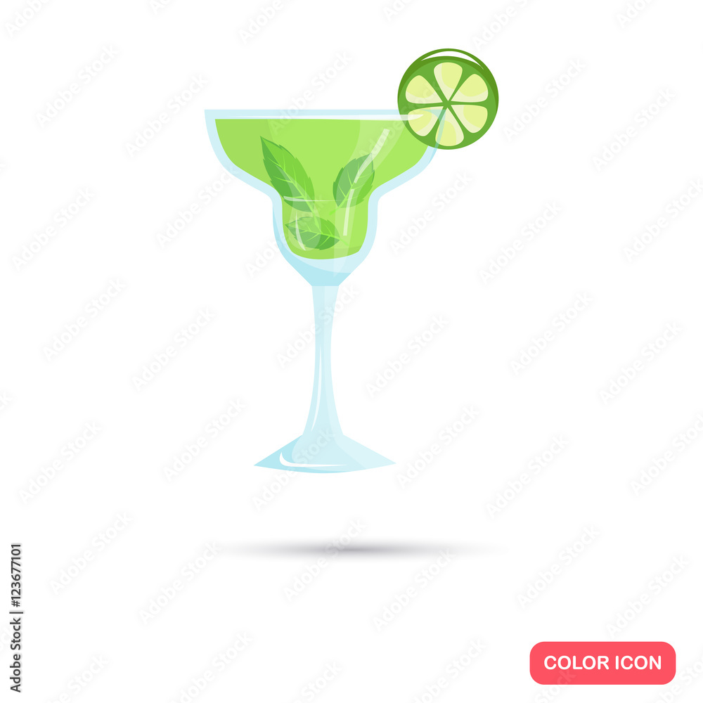 Color flat cocktail icon. Flat design Color flat cocktail icon. Flat design