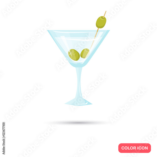 Color flat martini cocktail icon. Flat design