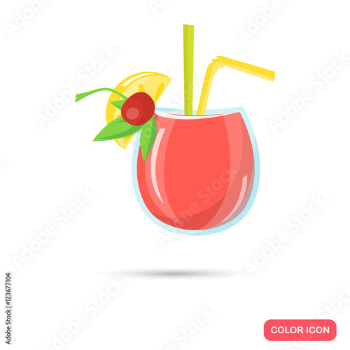 Color flat alcohol cocktail icon. Flat design