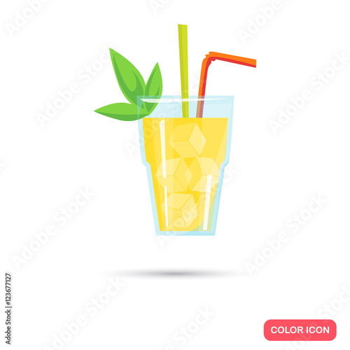 Color flat cocktail icon. Flat design