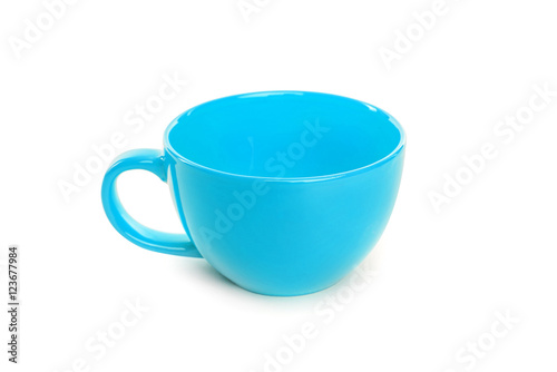 Blue cup isolated.