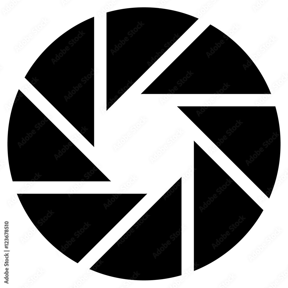 Diaphragm like circular symbol for photography, technology, gene