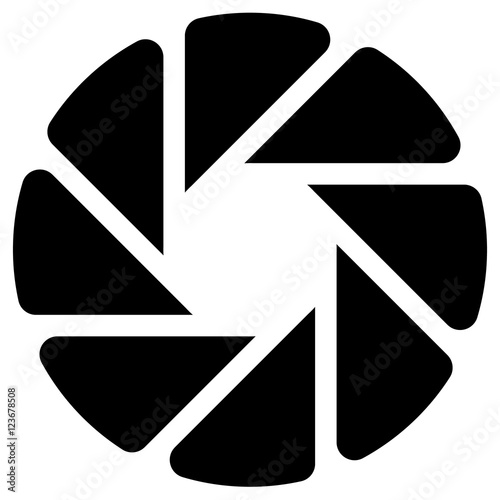 Diaphragm like circular symbol for photography, technology, gene