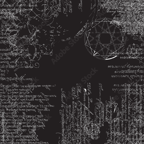 Obraz na plátně background of the papyrus with occult symbols and pentagram