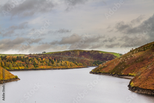 Clywedog reservoir in autumn fall, photo