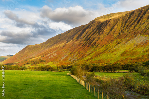 British valley view at sunset. photo