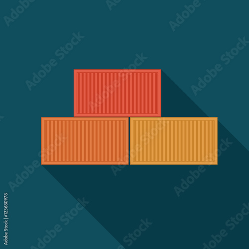 Vector illustration. Flat cargo container. Packaging Post service and delivery concept icon