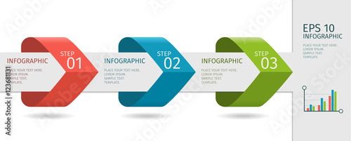 Infographic arrows with step up options. Vector template in flat design style.