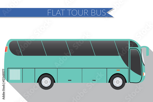 Flat design vector illustration city Transportation, Bus, intercity, long distance tourist coach bus, side view