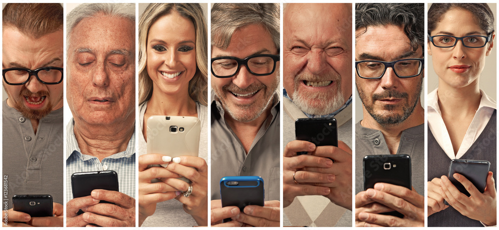 Fototapeta premium People with smartphone.