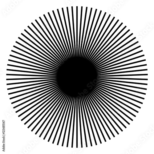 Radiating, radial lines. Starburst, sunburst shape. Ray, beam li