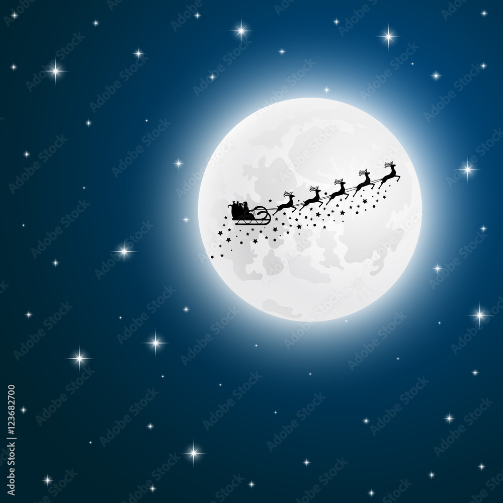 Santa Claus goes to sled reindeer of the moon Santa Claus goes to sled reindeer of the moon