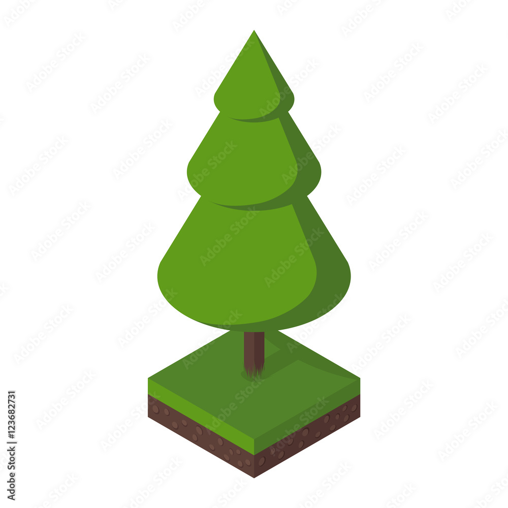 Fototapeta premium Isometric tree vector illustration.