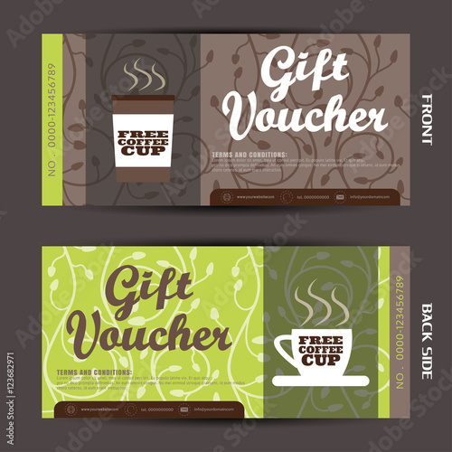 Blank of gift voucher on the floral background vector illustration to increase the sales of coffee.