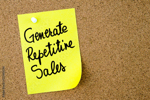 Generate Repetitive Sales text written on yellow paper note