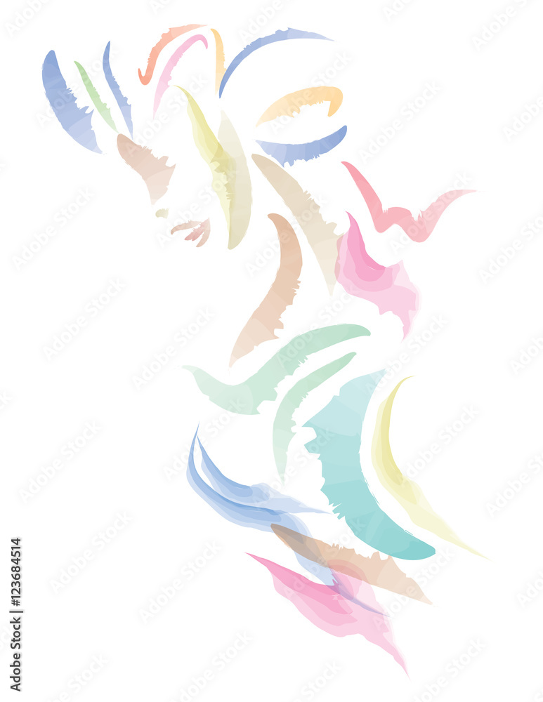 Naklejka premium Fashion Artwork, Abstract Watercolor effect, Illustration (Vector Art)