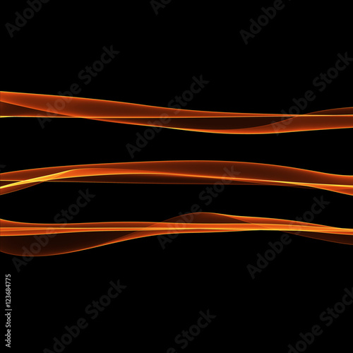 Set of abstract red smoke fire brushes over black background. Wavy elegant collection elements for your design and art