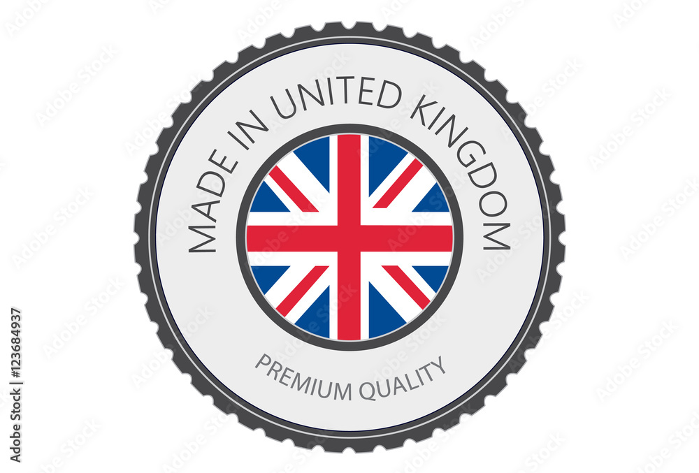 Fototapeta premium Made in UK Seal, United Kingdom Flag (Vector Art)