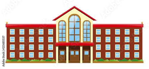 School building on white background