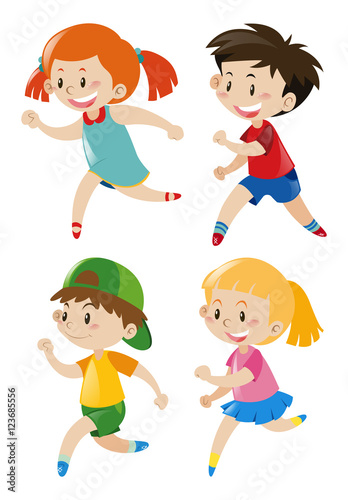 Boys and girls running