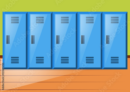 Room with blue lockers