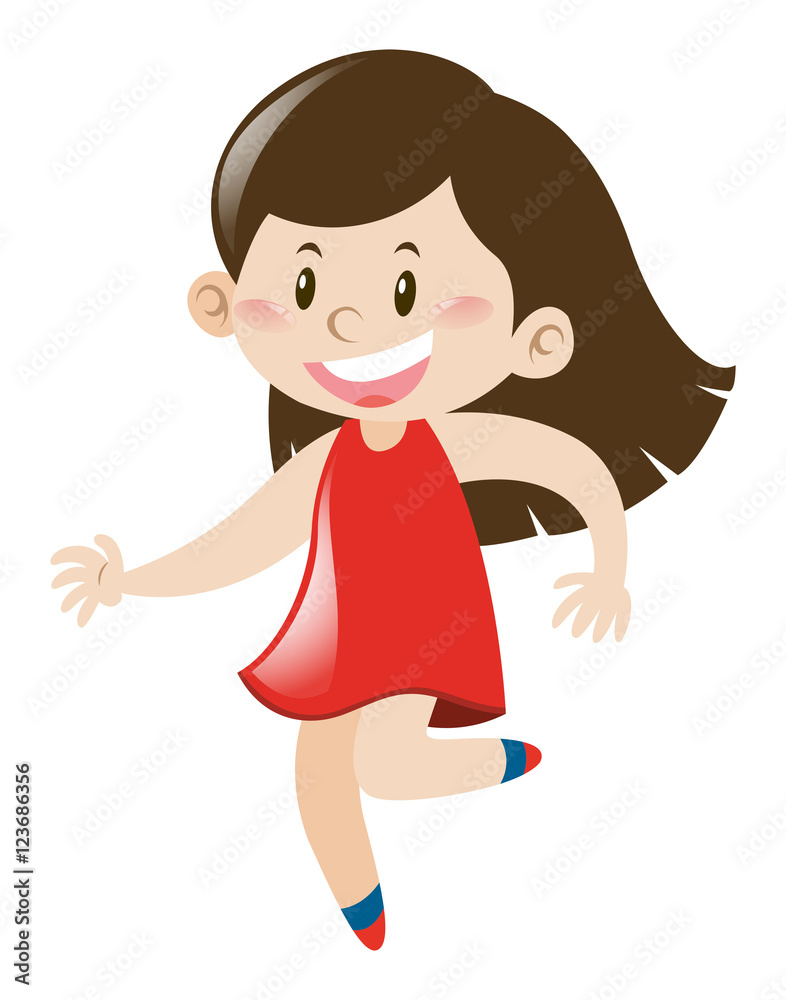 Little girl in red dress runs Little girl in red dress runs