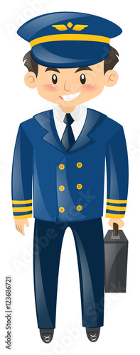 Pilot in blue uniform with breifcase