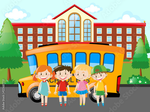 Four pupils standing at school