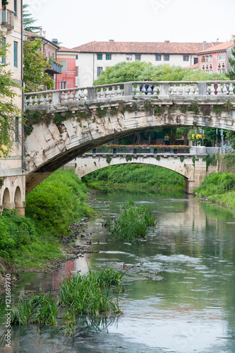 View of the old Saint Michele stone bridge in Vicenza, Italy © siculodoc