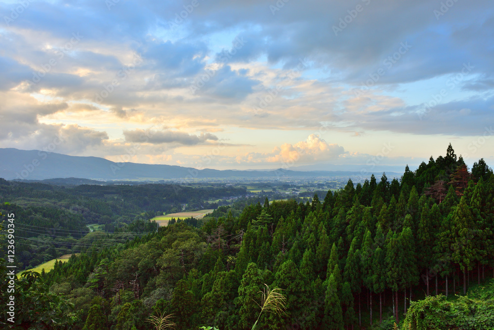 Obraz premium 夕暮れの南砺市