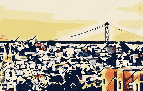 buildings and the bridge at San Francisco, USA