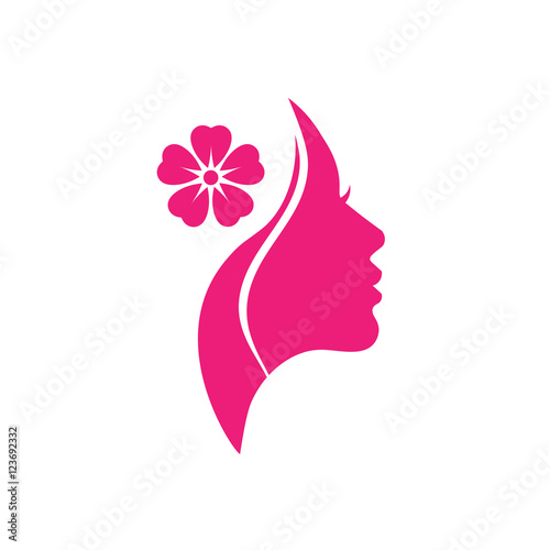 Vector logo for woman salons and shops. a young beautiful woman Stylized with flower . Abstract logo for a beauty salon