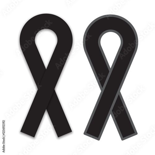 black ribbon mourning and melanoma symbol isolated on white background vector illustration