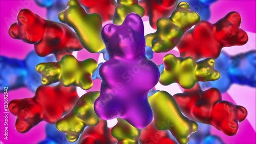 Seamless animation gummy bears dancing. photo