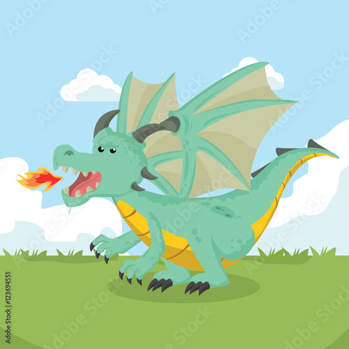 angry dragon vector illustration design