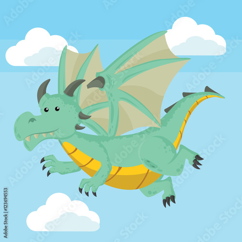 dragon flying vector illustration design