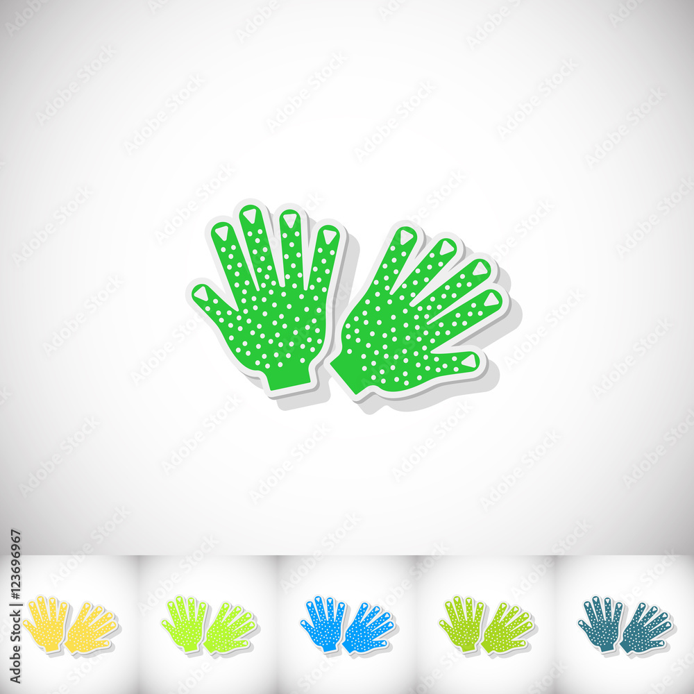 Gloves. Flat sticker with shadow on white background Gloves. Flat sticker with shadow on white background