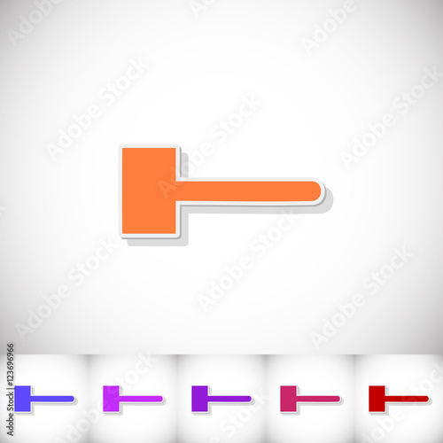 Mallet. Flat sticker with shadow on white background