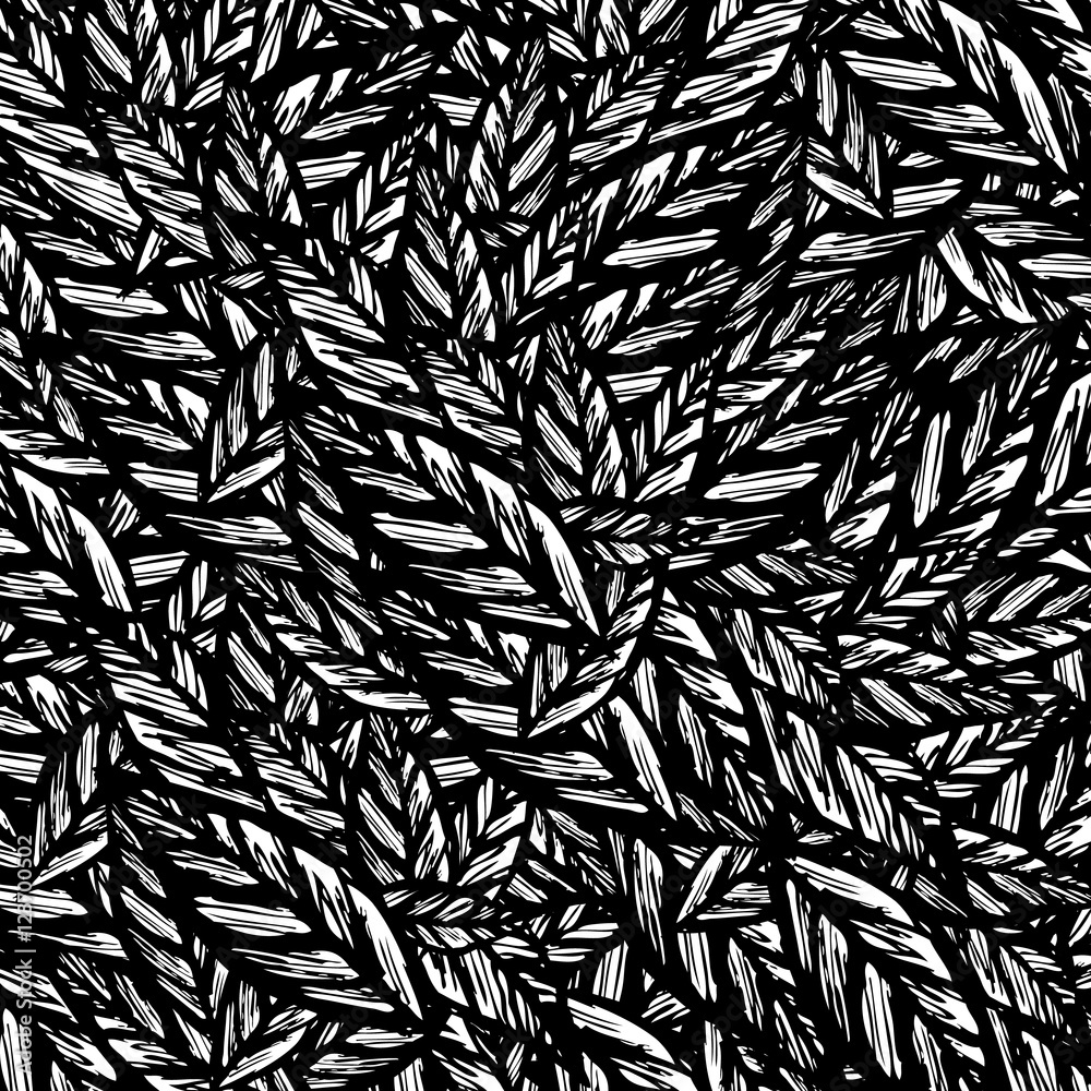 handdrawn vector with black and white leaf handdrawn vector with black and white leaf