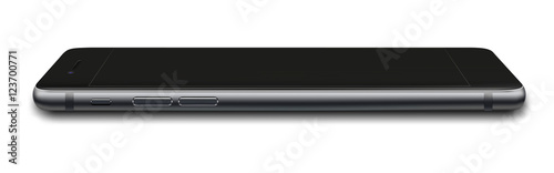 Smart phone with black screen isolated on white background.