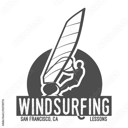 windsurfing badge, logo, design elements
