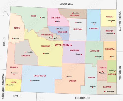 wyoming administrative map photo