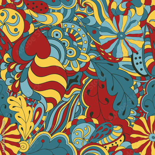 Seamless abstract hand-drawn waves pattern