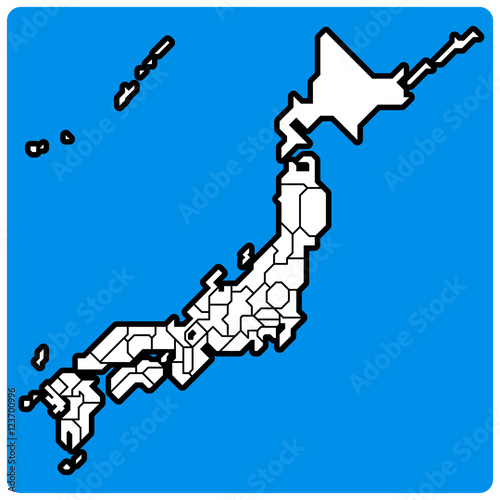 シンプルな日本略地図 12