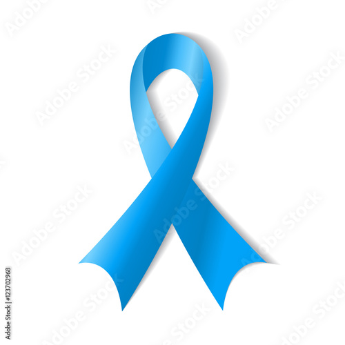 Blue ribbon , Awareness Disease symbol , on white background. Di