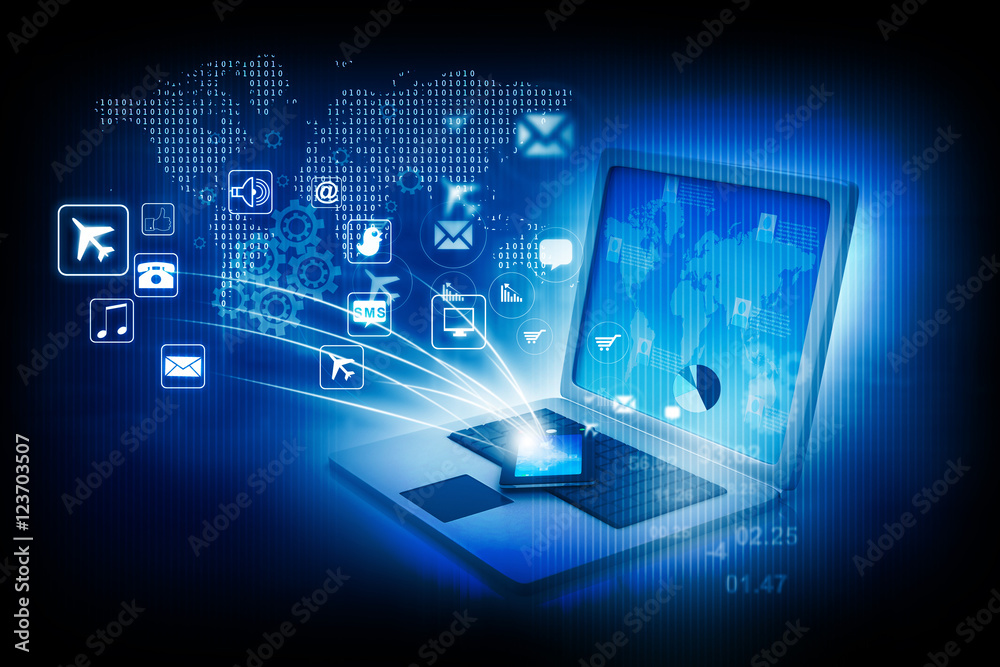Modern internet communication technology. 3d render. Modern internet communication technology. 3d render.