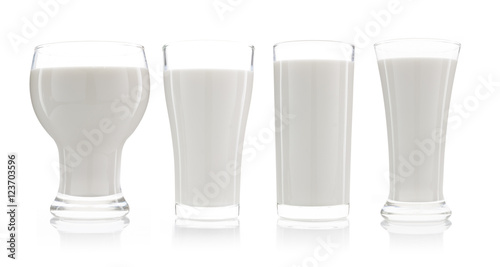 collection of a cup of milk and bottle of milk isolated