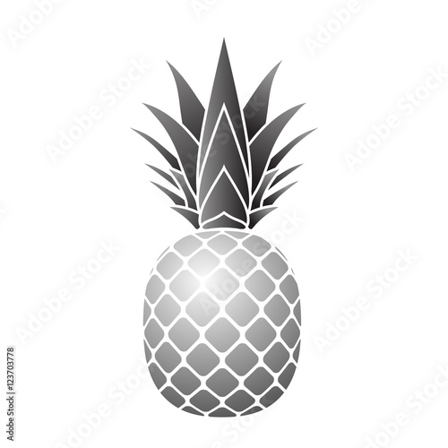 Pineapple silver icon. Tropical fruit isolated on white background. Symbol of food, sweet, exotic and summer, vitamin, healthy. Nature logo. 3D concept. Design element Vector illustration