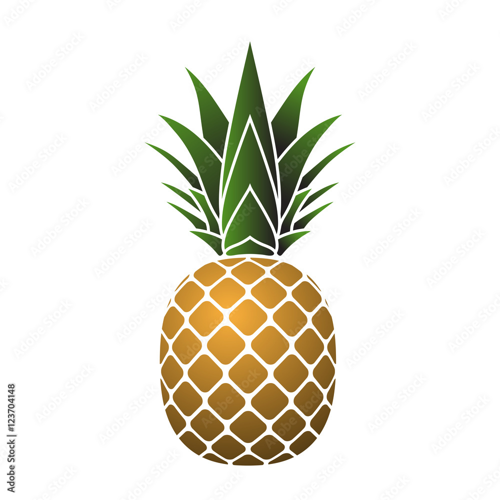 Pineapple with leaf icon. Tropical fruit isolated on white background ...
