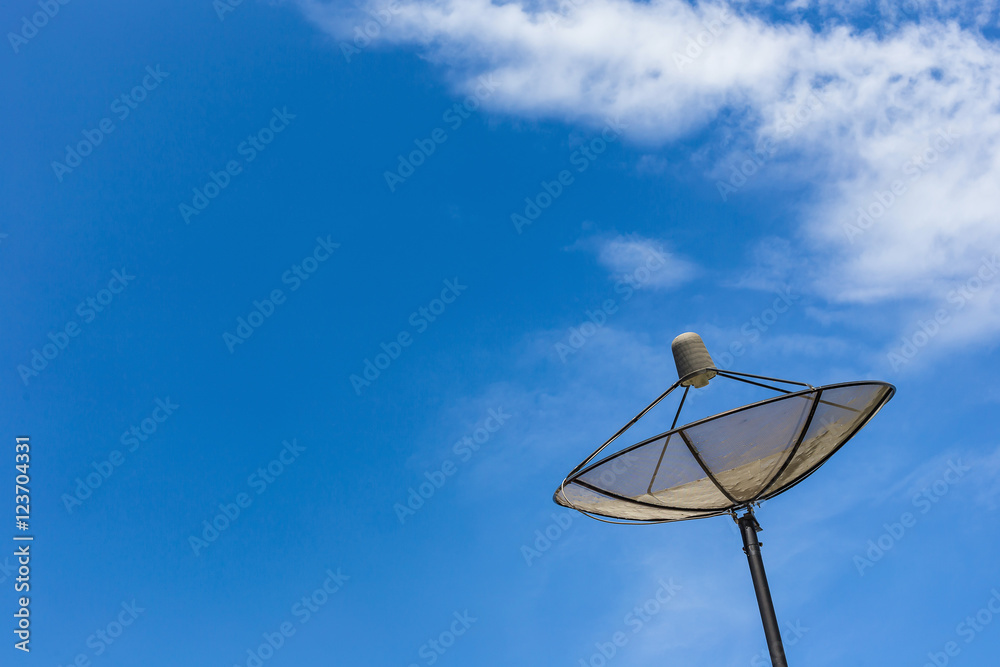 Blue sky with clouds and Satellite dish antenna.